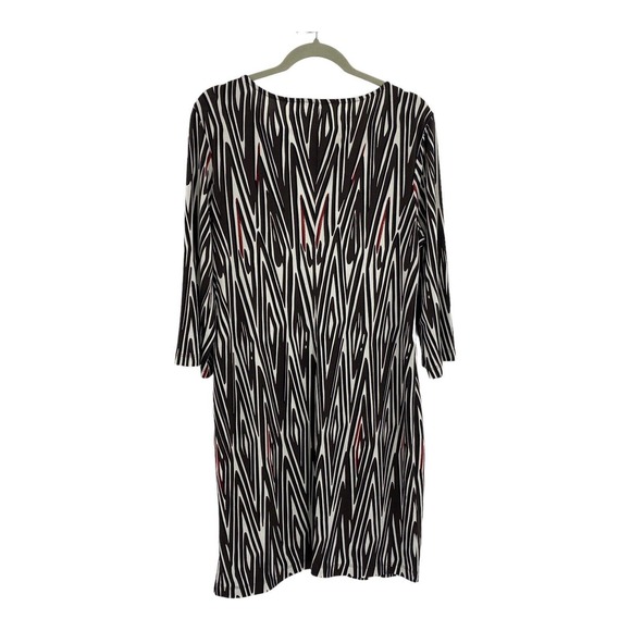 Chicos 3 Beaded Neck line Shift Dress Zebra Striped 3/4 Sleeve Size XL - Picture 8 of 13